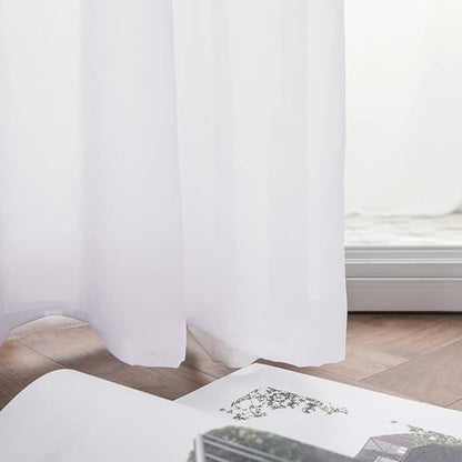 MIULEE Luxury Sheer Voile Elegant Window Scarf Topper - Long Valance Solid Treatment Swags Drapes for Ceremony, Wedding, Canopy Bed - 54" x 216" White 1 Piece