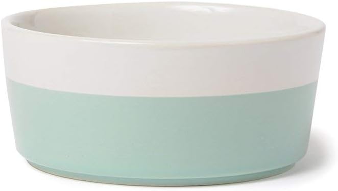 Waggo Dipper Ceramic Dog Bowl for Small and Large Breeds - Heavyweight and Durable Pet Food and Water Dish Crock, Dishwasher Safe, Modern (Mint, Medium)-Mewly Pet