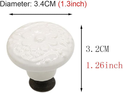 HUAMULAN 15 PCS Cabinet Knobs Glossy Ceramic Dresser Mushroom Table Drawer Cupboard Pull Furniture DIY Wardrobe Solid Color Vintage Handle,with 3 Size Mounting Screws