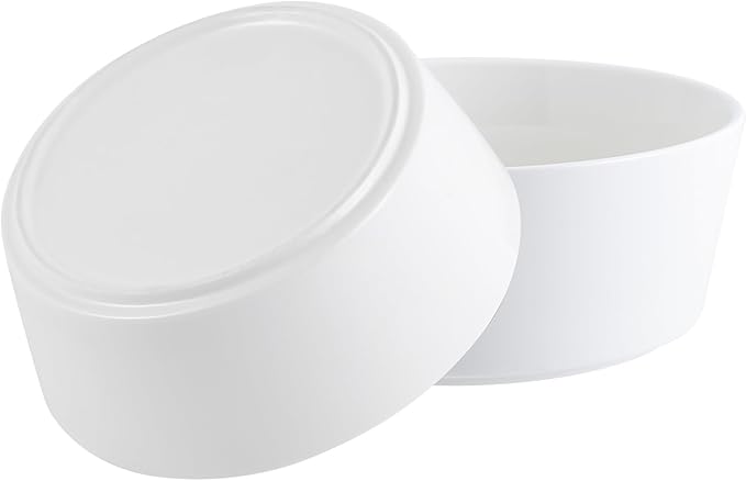 White Dog Bowl Ceramic for Medium Large Breed, Heavy Weighted Dog Food Water Dish, 8 in Non - Slip Modern Cute Extra Big Porcelain Pet Bowl Maze Wide Mouth-Mewly Pet