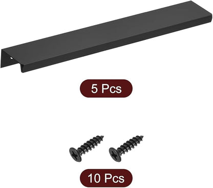 uxcell Cabinet Finger Edge Pull, 5pcs 200mm / 7.87" Aluminum Alloy Back Mount Hidden Cabinet Pulls Concealed Handle for Home Kitchen Drawer Cabinet, Black