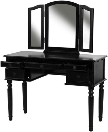 BOBKONA F4072 St. Croix Collection Vanity Set with Stool, Black