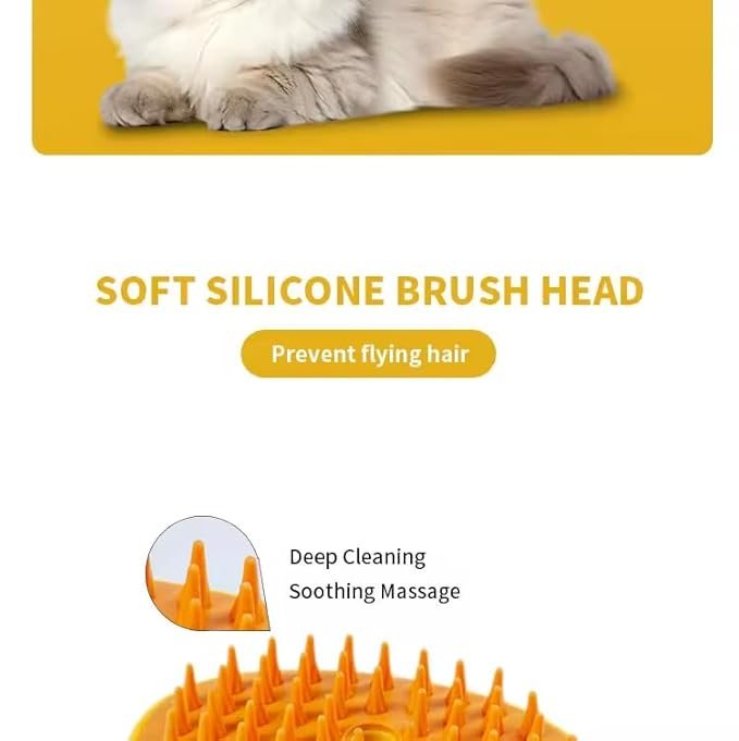 3-in-1 Rechargeable Pet Hair Brush: Massager, Steamy Comb & Self-Cleaning Mist Spray for Cats & Dogs-Mewly Pet