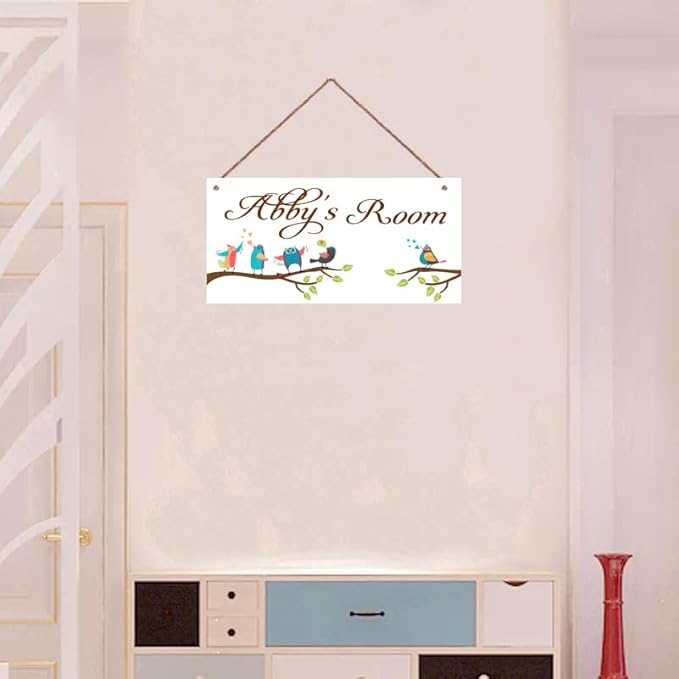 Personalized Vintage Birds Signs Tree Sign For Kids Room Custom Name Door Wall Decor Floral Nursery Art Plate For Boys Room Girls Bedroom Little Man Cave
