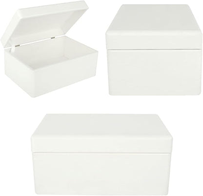Large White Wooden Box Storage with Hinged Lid | 11.8 x 7.87 x 5.51 inches (+-0.5) | Gift Box for Tool Dog Toy Shoes Clothes Kitchen Storage | Rough UNSANDED Wood Keepsake Chest