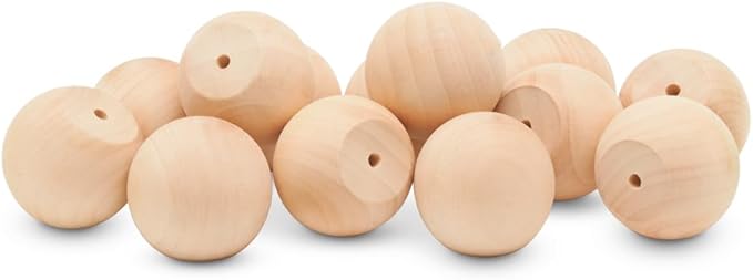 Unfinished Wood Ball Knobs 1-3/4 inch for Kitchen Cabinet Knobs, Drawer Knobs, Dresser Knobs and Crafts, Pack of 25, by Woodpeckers