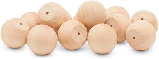 Unfinished Wood Ball Knobs 1-3/4 inch for Kitchen Cabinet Knobs, Drawer Knobs, Dresser Knobs and Crafts, Pack of 25, by Woodpeckers