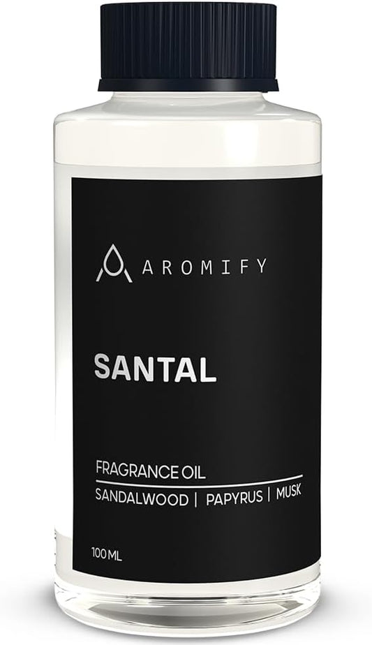 Santal Diffuser Oil, 3.3 Fl Oz, 100 mL, Diffuser Fragrance Oil for Home, Bathroom & Office, Aromatherapy Blend of Natural Essential Oil, Sandalwood & Musk Scent.