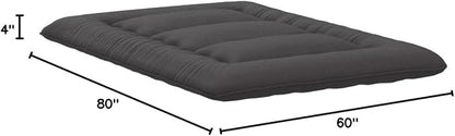 Japanese Floor Mattress, Futon Mattress with Portable Storage Bag and Washable Cover, Roll Up Thick Tatami Mat Suitable for Camping, Guest Room, Black, Queen