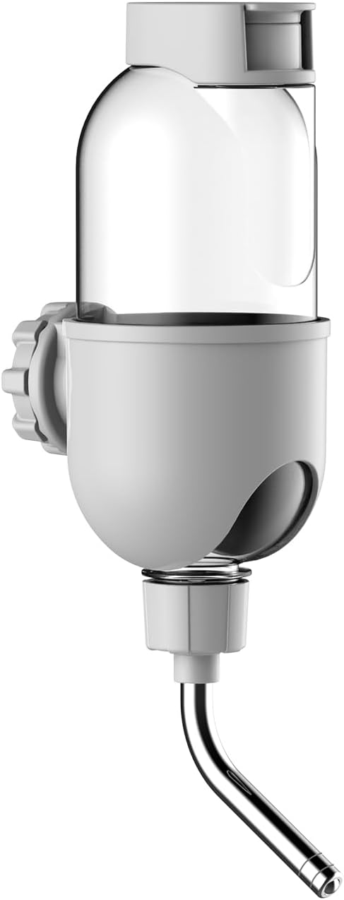 Pet Water Bottle for Cage Crate 17oz Non-Drip Water Dispenser for Small Animal Rabbit Bunny Guinea Pig Chinchilla Ferret Squirrel Hedgehog (Gray, 17oz)-Mewly Pet