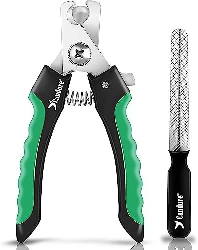 Candure Dog Nail Clippers Professional Pet Nail Clipper Suitable for Cats, Rabbits and Guinea Pigs - Safety Lock/Protective Guard to Avoid Over Cutting (Green, Medium to Small)-Mewly Pet