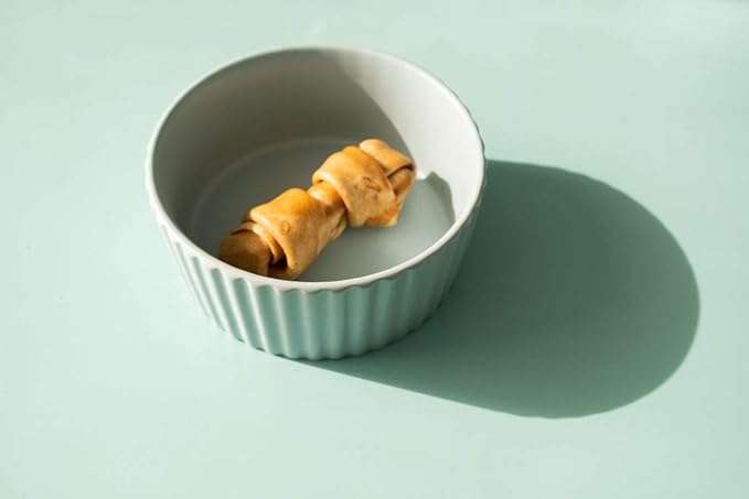 Waggo Ripple Ceramic Dog Bowl for Medium and Large Breeds - Modern with Matte Finish, Heavyweight Durable Pet Food and Water Dish Crock, Dishwasher Safe (Medium, Cloud)-Mewly Pet