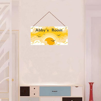 Personalized Sign The Rising Sun Painting Plate For Girls Room Boys Bedroom Door Decor Custom Name Baby Nursery Kids Room Wood Wall Plaque for Little Man Cave