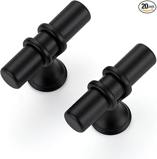 20 Pack Matte Black Cabinet Knobs - Kitchen Cabinet Knobs Cabinet Pulls for Kitchen Cabinet Drawer Stainless Steel Dresser Knobs for Cabinet Hardware 2in Length Single Hole