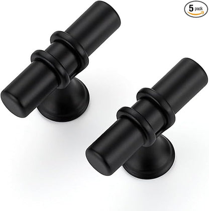5 Pack Matte Black Cabinet Knobs - Kitchen Cabinet Knobs Cabinet Pulls for Kitchen Cabinet Drawer Stainless Steel Dresser Knobs for Cabinet Hardware 2in Length Single Hole