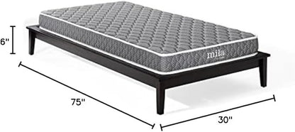 Modway Mila 6” Narrow Twin Mattress - Firm 6 Inch- 10-Year Warranty