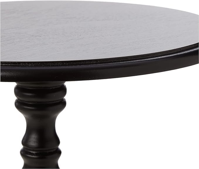 Decor Therapy Simplify Round Pedestal Accent Side Table, Chic & Compact MDF Furniture for Traditional Stylish Spaces - Black - (15" x 15" x 24")