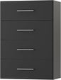 ROOMTEC 25.5" 4 Drawer Short Tower Closet Unit, Modular Closet System with Drawers and Shelf, Wardrobe Organizer for Bedroom or Walk-in Closet, Wall Mounted, Customizable Clothes Storage Unit, Black