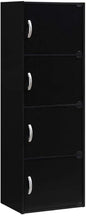HODEDAH IMPORT 4-Shelf Bookcase Cabinet, Black