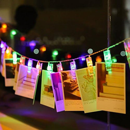 40 LED Photo Clip Fairy Lights - Twinkle Starry Lights for Home, Bedroom, Wall, Halloween, Thanksgiving, Christmas, Party, Wedding Decor - Multicolor