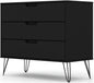 Manhattan Comfort Rockefeller 3 Drawer Dresser for Bedroom Storage, Nursery, Closet, Living Room, Entryway, TV Stand for Screens up to 32 Inches, Anti-Tip Kit Included, Set of 1, Black