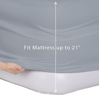 Bedecor Air Bed Sheets for Mattress Cover Removable Bed and Elastic Band Super Soft and Breathable & Deep up to 21" Light Gray Queen
