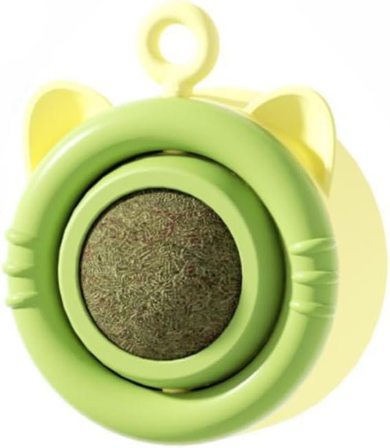 SLLOS Catnip Toy Balls 3 Pcs,Happy Planet 360°Rotating,Cat Energy Ball,Edible Kitten Silvervine Toys for Cats Lick, Healthy Kitty Teeth,Catnip Wall Balls for Cats, Cat Wall Treats,(Yellow-Green)-Mewly Pet