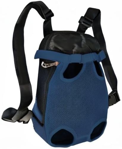 FEimaX Dog Carrier Backpack Pet Legs Out Front Cat Travel Bag, Adjustable Puppy Backpacks Carriers Hands-Free for Small Medium Dogs Cats Hiking Traveling Camping Daily Walking (Medium, Navy)-Mewly Pet