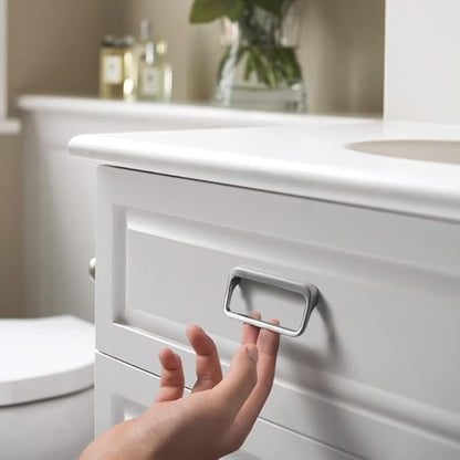 Goo-Ki Satin Nickel Cabinet pulls with 3''(76mm) Hole Center,Modern Zinc Alloy Finger Pulls for Drawer,Wardrobe,Cupboard,6 Pack
