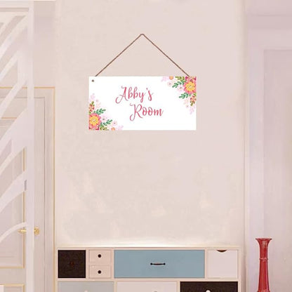 Personalized Sign Nice Flowers Sign Door Art Décor For Kids Room Custom Name Door Wall Art Décor For Little Man Cave, Flower Floral Nursery Art Plate For Girls Room Boys Bedroom