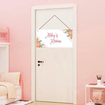 Personalized Sign Nice Flowers Sign Door Art Décor For Kids Room Custom Name Door Wall Art Décor For Little Man Cave, Flower Floral Nursery Art Plate For Girls Room Boys Bedroom