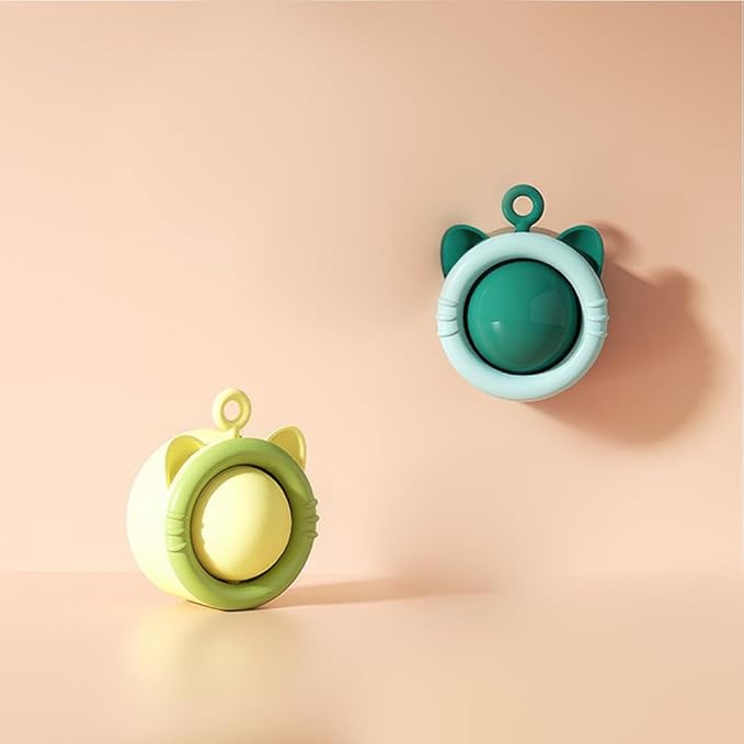 SLLOS Catnip Toy Balls 3 Pcs,Happy Planet 360°Rotating,Cat Energy Ball,Edible Kitten Silvervine Toys for Cats Lick, Healthy Kitty Teeth,Catnip Wall Balls for Cats, Cat Wall Treats,(Yellow-Green)-Mewly Pet