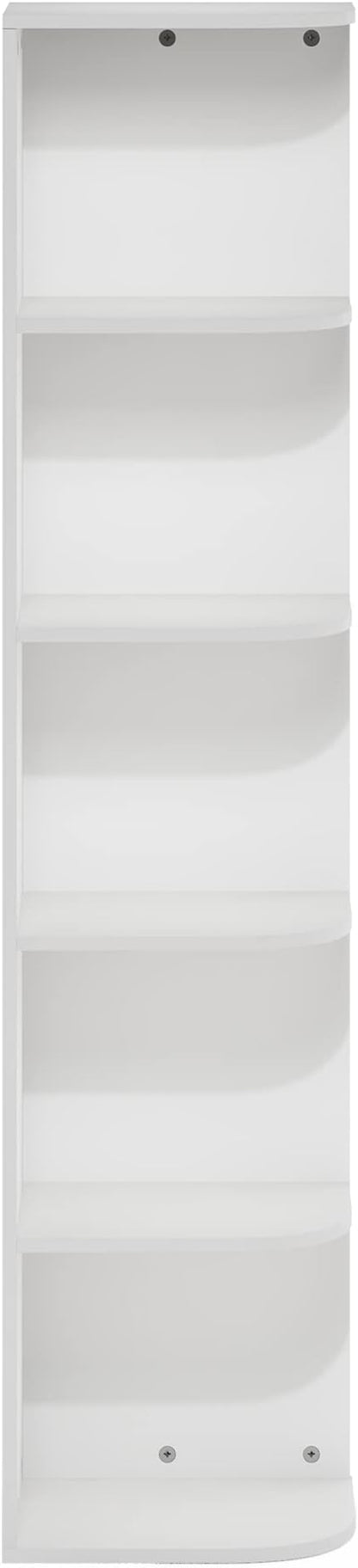 Furinno PASIR Book Shelf, 5-Tier Corner Bookshelf, Open Shelves Bookcase 9.3" x 12" x 51.7", for Living Room, Bedroom, Home Office, White