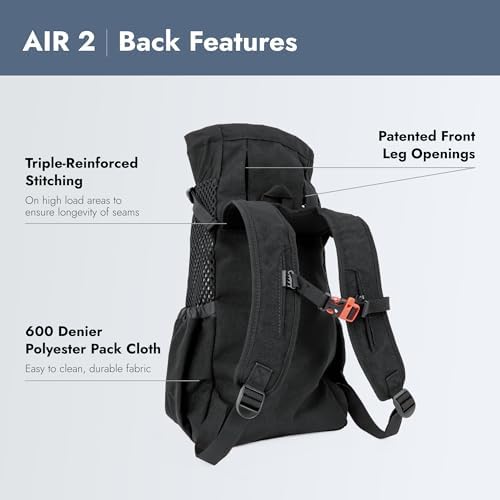 K9 Sport Sack Air 2 - Large, Jet Black - Ideal for Dogs with 20-22” Back Length - Durable, Breathable Backpack-Style Carrier - Perfect for Walks, Short Hikes & Public Transportation-Mewly Pet