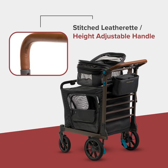 Pet Two Foldable Cart - Adjustable & Portable Pet Stroller with Caddy, Foam Filled Rubber Wheels, Storage - Carriage for Small & Medium Dogs, Cats Under 75 lbs-Mewly Pet