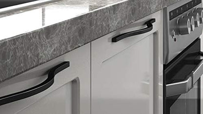 Goo-Ki Modern Handle,Minimalist Cabinet Pull,Matt Black Drawer Handle Wardrobe Cabinet Door Handle, 6.3''/7.6'' Double Hole Centers,6 Packed
