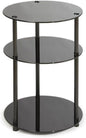 Convenience Concepts Designs2Go Midnight Classic 3-Tier Round Glass Side Table, Black Glass, 15.75 in x 15.75 in x 24.5 in