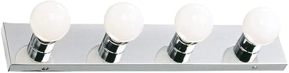Design House Vanity Lighting, Steel Construction, 4 Vanity Lights, Dimmable, Uses four 60W Bulbs, Polished Chrome, 24.0 In. W x 4.3 In. H x 2.0 In. D, 500892