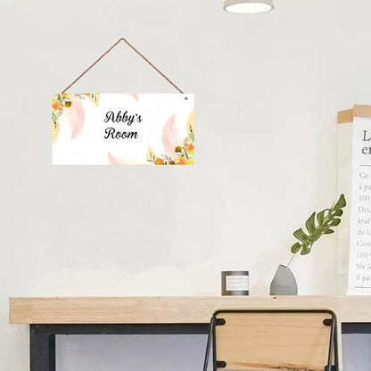 Personalized Signs Watercolor Painting Sign For Kids Room Custom Name Door Flowers Wall Art Decor for Little Man Cave Floral Nursery Art Plate For Boys Room Girls Bedroom