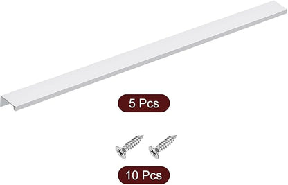 uxcell Cabinet Finger Edge Pull, 5pcs 500mm / 19.69" Aluminum Alloy Back Mount Hidden Cabinet Pulls Concealed Handle for Home Kitchen Drawer Cabinet, Silver