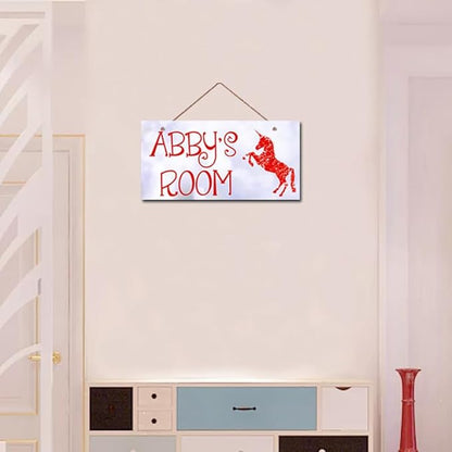 Personalized Red Unicorn Sign, Unicorn Rainbow Girls Room Wall Decor Unicorn Rainbow Motivational for Kids Room Boys Bedroom Nursery