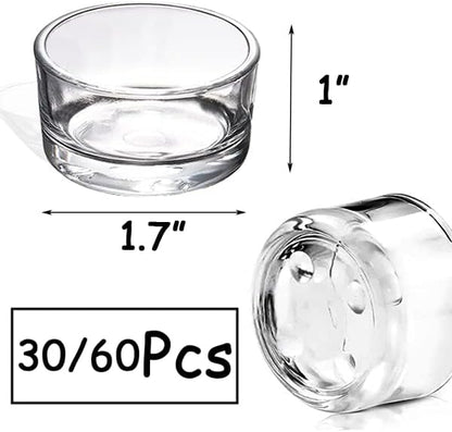 GOLDEAL 30 PCS Small Clear Glass Tealight Candle Holders,Tealight Holders Bulk Use for Weddings Parties Dinner,for 1.5" Tealight. as Well as Candle Mould…