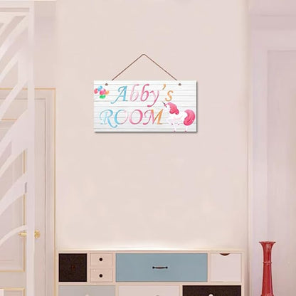 Personalized Signs Unicorn Rainbow Wall Hanging Plaque Sign Magic Unicorn Girl Room Décor For Baby Nursery Home Art Décor Kids Room Little Man Cave