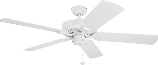 Honeywell Ceiling Fans Belmar 52 Inch Ceiling Fan Without Light, Outdoor Ceiling Fan with Pull Chain, Tri-Mount Traditional 5 Blade Design, ETL Wet Rated, White (50198-01)