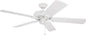Honeywell Ceiling Fans Belmar 52 Inch Ceiling Fan Without Light, Outdoor Ceiling Fan with Pull Chain, Tri-Mount Traditional 5 Blade Design, ETL Wet Rated, White (50198-01)