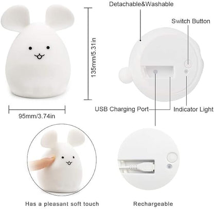 Mouse Night Light for Kids, Rechargeable LED Children Lamp, Soft Silicone (BPA Free) for Baby/Boys/Girls/Adults, Remote & Touch Control Adjustable Brightness and Colors, Indoors/Outdoors