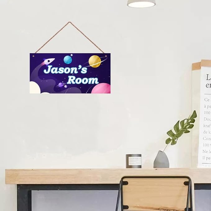 Personalized Signs Spacecraft Sign Alien Wall Art Decoration Exquisite Decorative Signs for Kids Room Planet Wall Art Decor Outer Space Themed Nursery Decor For Boys Bedroom