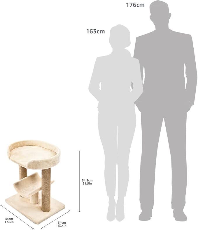 Amazon Basics Multi- Platform Cat Tree with Scratching Post for Indoor Cats up to 25lbs, 18 x 14 x 22 Inches, Beige-Mewly Pet