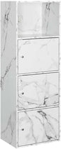 Convenience Concepts Xtra Storage 3 Door Cabinet in White Faux Marble Wood Finish