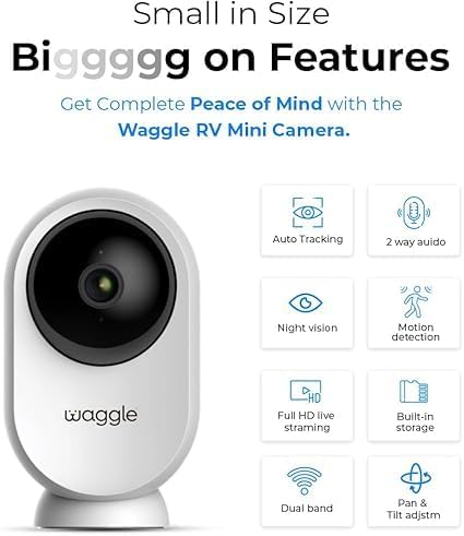 Waggle Dog Temperature Monitor & Pet Camera Bundle for RVs - Portable WiFi Cam (128GB) with Motion Alert & Remote Access | Watch Pets While Travelling-Mewly Pet